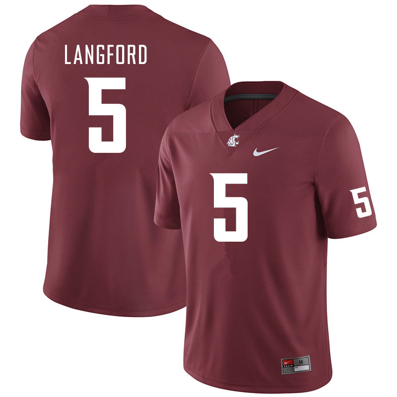 Men #5 Derrick Langford Washington State Cougars College Football Jerseys Sale-Crimson